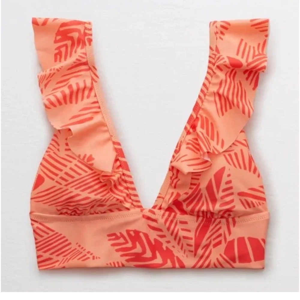 Aerie Ruffle Longline Bikini Top w/ Bottoms